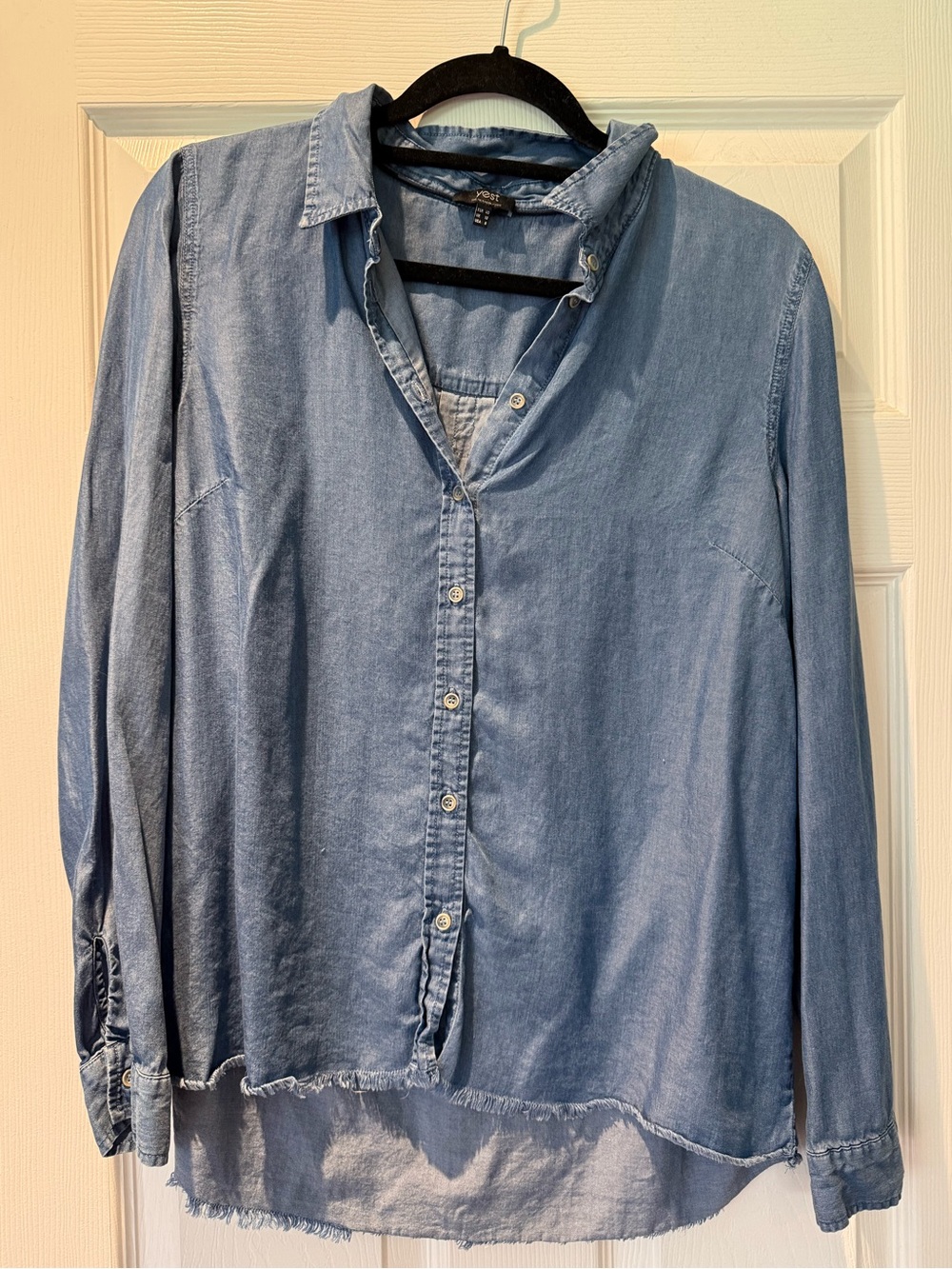 Light Blue Denim-Style Button-Down Shirt